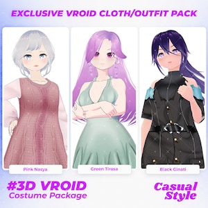 Chic 3D VRoid Casual Wear Package for Streaming Avatars - VRoid Clothing Pack, Vroid Assets, Vroid Clothes, Vroid, Vroid Outfit, Costume