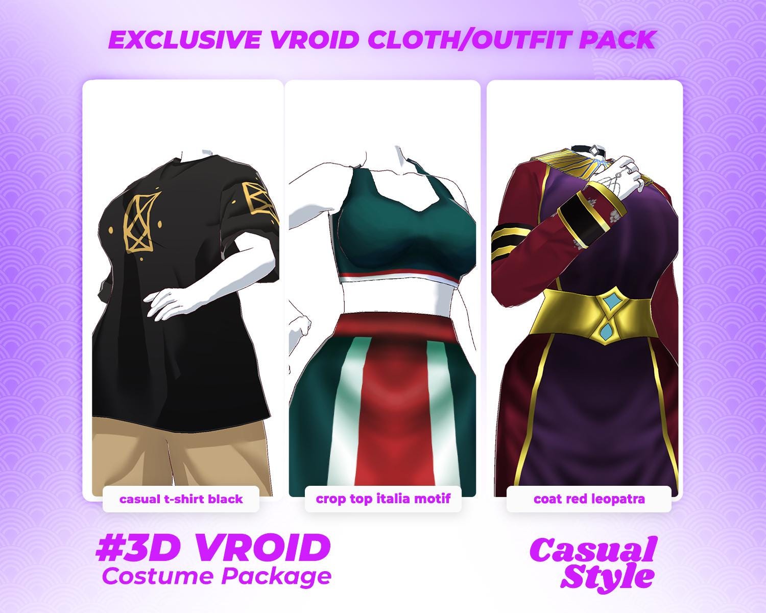 VRoid Clothing Pack | VRoid Casual Clothing Set for Girls | 3D Anime Outfit for Everyday Style | VRoid fashion | VRoid girl clothes