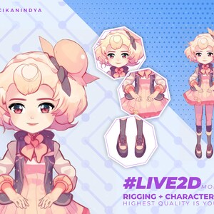 VTuber Model | Adorable Loli VTuber Model with Pink Hair | 7 Expressions | Free Walk Motion | Streaming Avatar | Vtuber Commission