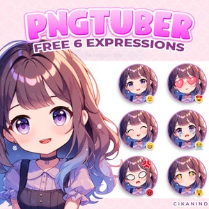 PNG Tubercule | PNGTuber Girl ludique pour le streaming mignon | 6 postures | Conception de Vtuber | Pngtuber Twitch | Modèle PNG | Tubercule PNG unique