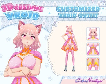 Premium 3D Vroid Costume Taffy Cute Dress for Your Vroid Model&#39;s Style -  Vroid, Sexy Clothes, Costume, Clothes, 3d, Kawaii Clothes