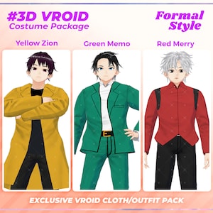 Ultimate 3-in-1 Formal Male Vroid Clothing Bundle for Digital Avatars - VRoid Clothing Pack, Vroid, Clothes Male, Costume, Clothes, 3d
