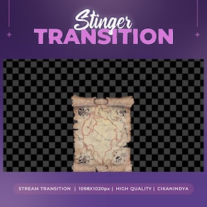Transition Stinger | Une ancienne carte au trésor révélée pour les flux d'exploration d'aventure ou de RPG | Clip diffusé en direct | Scène de flux | Enchaînement vidéo