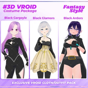 VRoid Clothing Pack, Doll Clothes, Vroid, Clothes, Costume, Kawaii Clothes - Diverse Vroid Apparel 3-in-1 Fantasy Clothing Bundle