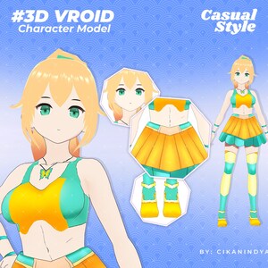 Anime Vroid-model: 3D VTuber-avatar (.VRM-bestand)
