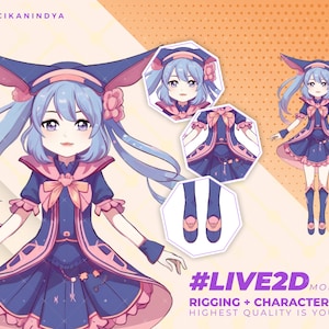 VTuber Live2D | Vtuber Model Anime Loli Pink and Blue Girl for Streaming | Walk Motion Variation | 7 Unique Expressions | Vtuber Commission