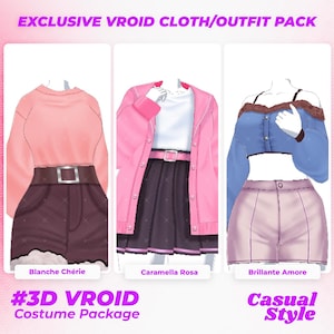 VRoid Casual Outfit Pack | 3D Clothing for Female VRoid Model | Vroid Clothes | Vroid Outfit | Vroid Assets
