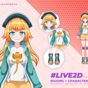 VTuber Live2D | Orange Haired Anime Girl Vtuber Model in Casual Attire | 7 Expressions | Walk and Fist Motions Pose | Vtuber Art | Streaming