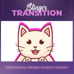 Animated Stinger Transition Cat Cute & Smooth Overlay for Streamers | Twitch Stream | Youtube Stinger | OBS Transition