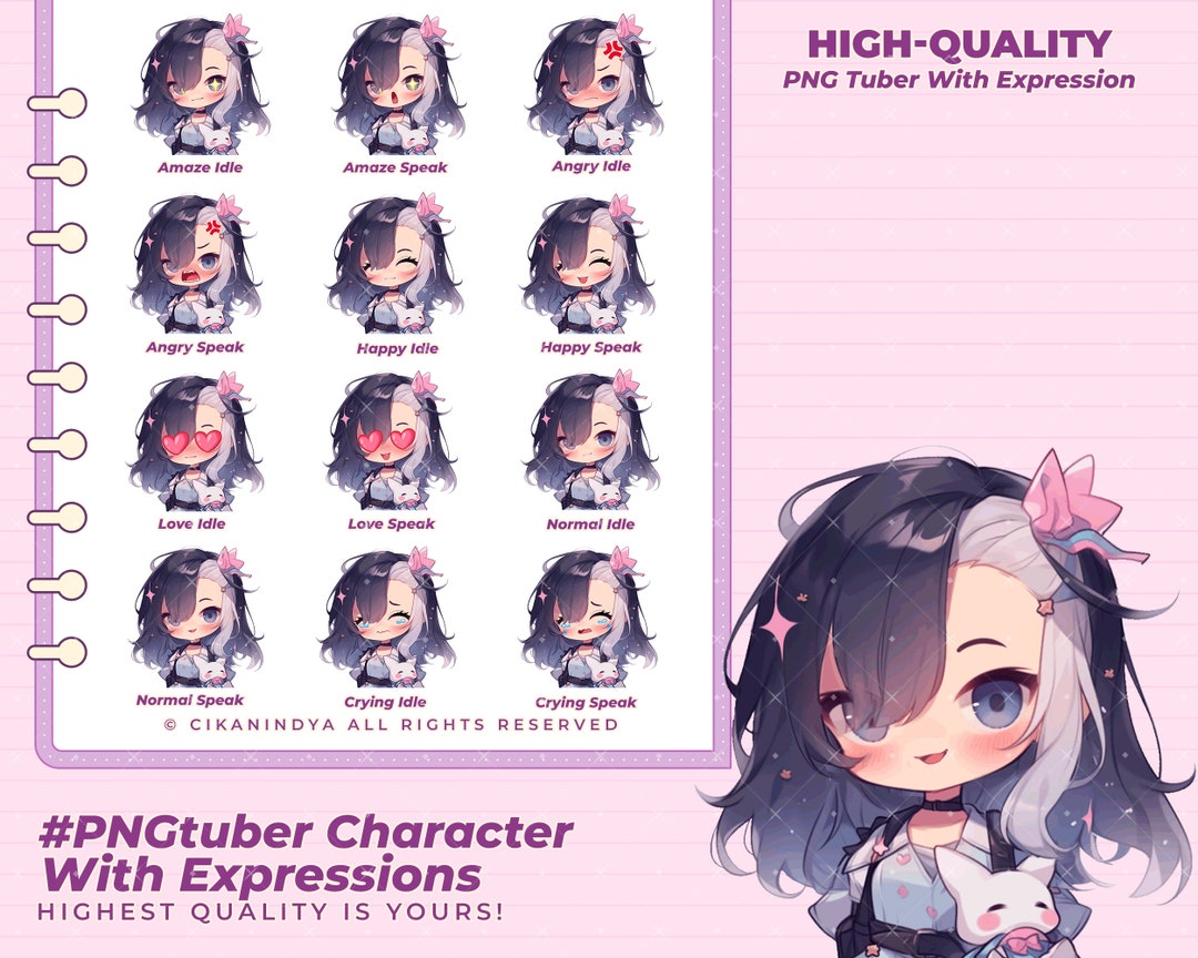 Pngtuber | Adorable Virtual Characters PNG Tuber | With 12 Expressions ...