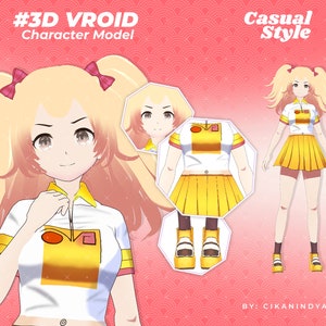 3D-Vroid VTuber-model: speelse, energieke avatar (.VRM-bestand)