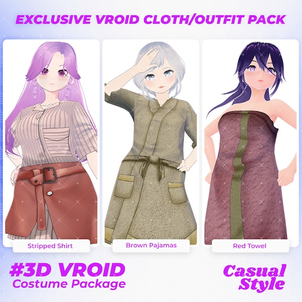 Urban Trendsetter Pack 3D Vroid Casual Chic Collection - VRoid Clothing Pack, Costume, Vroid, Clothes, Kawaii Clothes, Vroid Outfit