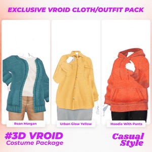 3D Vroid Clothing Pack | Casual Comfy Outfit for VRoid Girl | Hoodie & T-Shirt 3D Clothes | Vroid Costume | Trendy Vroid
