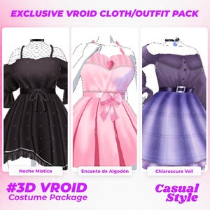 3D VRoid Clothing Pack | Stylish Anime Outfits for VTuber Models | Vroid Clothes | Vroid Costume | Vroid