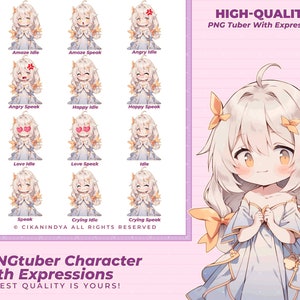 PNG Tuber | Anime Inspired PNG Tuber Chibi Peach Girl Streamer for Twitch | You’ll Get 12 Poses | Twitch PNG Tuber | Pngtuber Premade