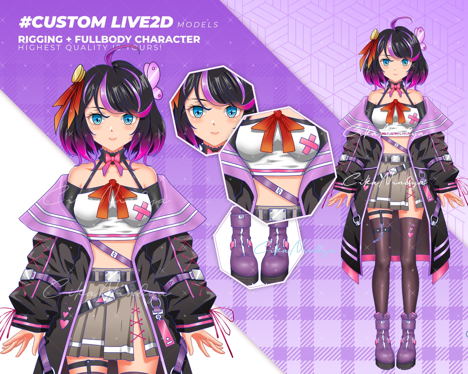 Custom Animestyle Live2d Model Creation for Vtubers FULL BODY Etsy