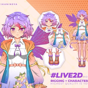 Live2D VTuber-model: Fairy V2 met 7 uitdrukkingen en loopbewegingen