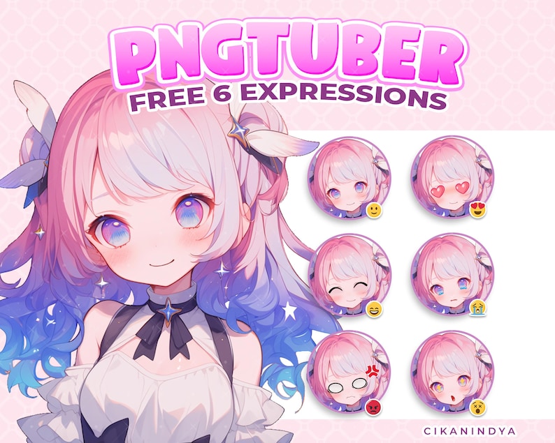 PNG Tuber Chibi Girl With Pastel Pink and Blue Hair for Streamers Get 6