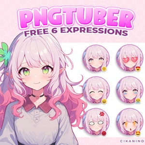 PNG Tuber | Pink Elf VTuber Avatar  for Twitch | Get 6 Poses | Gif Pngtuber | Pngtuber Model | Cute VTuber