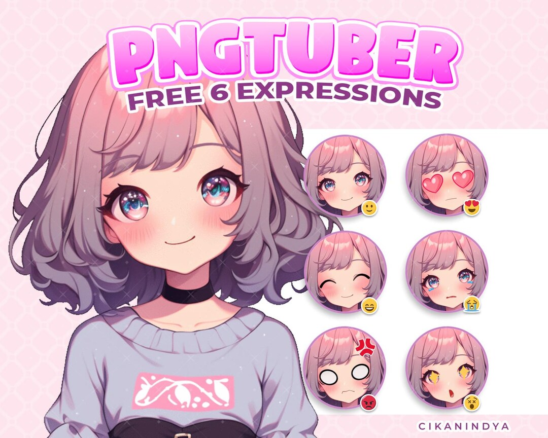 Adorable Premade Chibi PNG Tuber Avatar With Soft Pink Ombre Hair ...