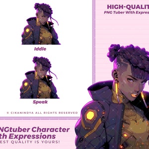 PNGTuber | Neon Genesis Avatars with Cyberpunk PNG Tuber Collection for Streamers | With 2 Expressions | PNG Tuber | Pngtuber Commission