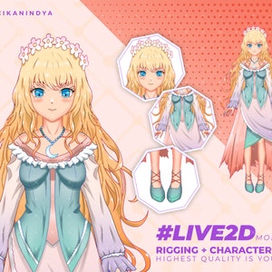 VTuber Model | Anime Avatar Revolution Expressive Live2D Model Anime Girl Blonde Hair | 7 Expressions | Walk Motion | Vtuber Art | Twitch