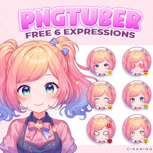 PNG Tuber | Interaktywne postacie PNGTuber do strumieniowej rozrywki | Uzyskaj 6 poz | Gotowy Vtuber | Narzędzia do strumieniowania | Dziewczyna Pngtuber