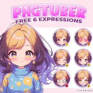 PNG Tuber | Cozy Anime Characters for Twitch | Get 6 Poses | Chibi VTuber | Live Streaming | Digital Art
