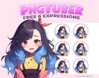 PNG Tuber | Cutie Girl PNG Tuber in Yellow T-Shirt for Casual Streaming | Free 6 Expressions | Content Creator | Gif Pngtuber | Streaming