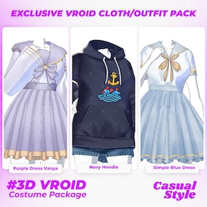 3D VRoid Casual Outfit Pack | Trendy Clothes for VRoid Studio Models | Vroid Clothes | Vroid Outfit | Vroid Studio