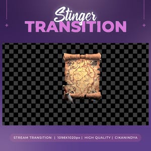 Transition Stinger animée | Animation de carte au trésor poignardée pour des streams sur le thème des pirates ou de la survie | Streaming | Scène de stream | Outils de diffusion
