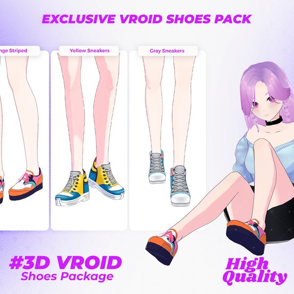 VTuber Footwear Mastery: Stylish Shoes Kit for Digital Trendsetters - 3D VRoid Shoes Pack, Stylish Shoes, Digital Footwear, VRoid Avatar