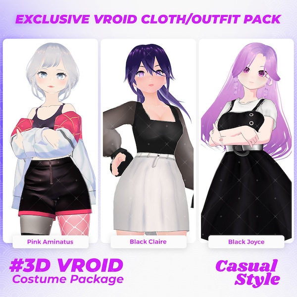 Fashionable VRoid Girl Clothes for 3D VTubers - VRoid Clothing Pack, Fashion Trends, Casual Style, VRoid Clothes, VRoid Assets