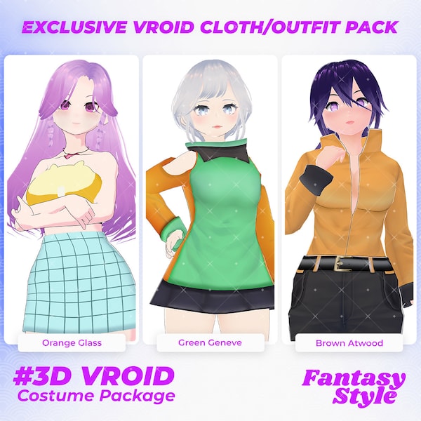 Collection de tenues fantastiques exquises - Pack de vêtements VRoid, Fable Chic, Collection de costumes, Costume cosplay, VRoid Girl