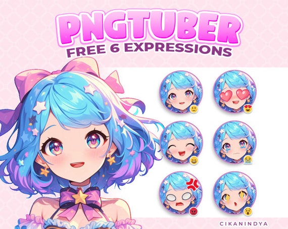 Star Girl Pngtuber Avatar: Poses for Twitch Streaming