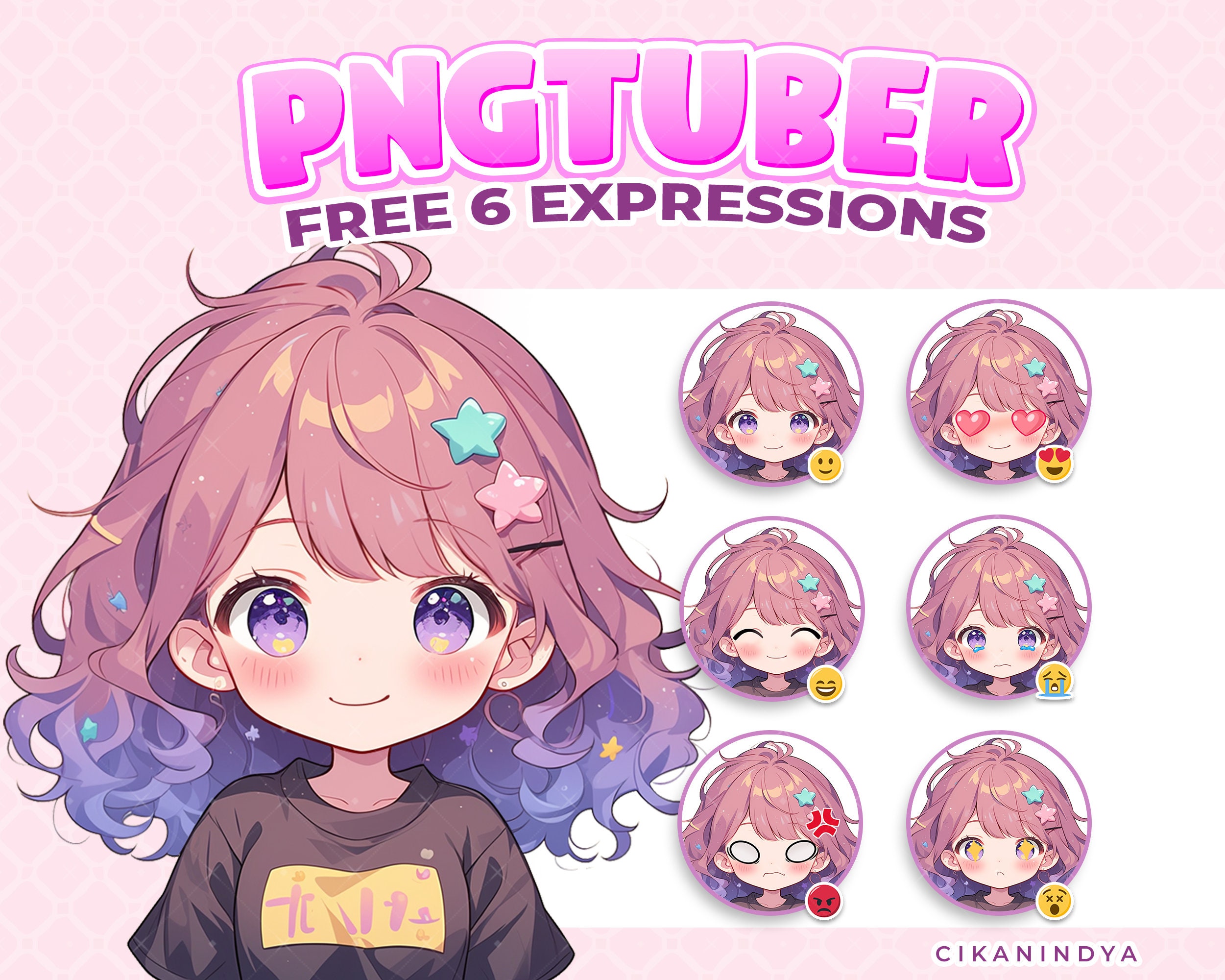Curly hair vtuber - Etsy Schweiz, image size:2501x2000