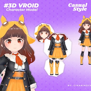 3D Vroid VTuber-model: stream-ready Chibi-avatar (.VRM)