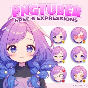 PNG Tuber | Upgrade Your Stream with an Adorable PNG Tuber Purple Girl | 6 Poses | Vtuber Design | Pngtuber Twitch | Pngtuber Model