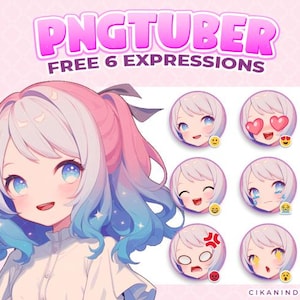 Chibi PNG Tuber with Pink and Blue Gradient Hair | Stunning Live2D Model for Twitch, YouTube, TikTok & Kick Streaming