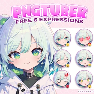 Chibi PNG Tuber with Mint Green Hair and Bear Ears | Adorable Live2D Model for Twitch, YouTube & TikTok Streamers