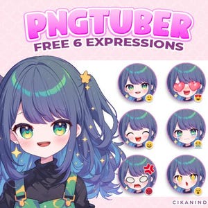 PNG Tuber / Avatar PNG Tuber con temática de galaxia para streamers / Consigue 6 poses / png tuber twitch / Anime lindo / Atuendo para streaming