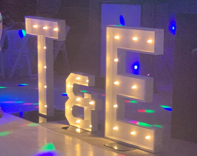 Lighted Marquee Letters Initials | Solid Wood | 3’ 7” | LED | Wedding | Event | Montgomery | Alabama
