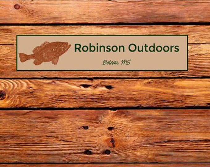 Custom Engraved Fish Sign 28” x 6” - Two lines of text – Fish with multiple sign and text color choices - available in  Wood or HDU
