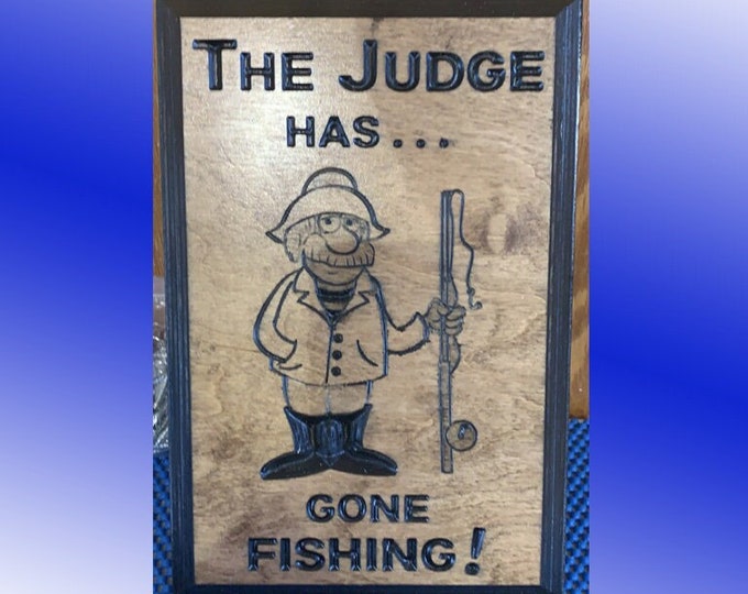 Wood Carved Fisherman Plaque or Sign with Custom Personalization for Retirement, Business, Home Décor  Gift 10.5" x 7" Wall or Table Mount
