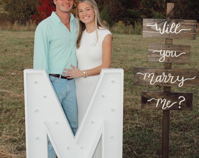 Lighted Marquee Letters Individual | Solid Wood | 3’ 7” | LED | Wedding | Event | Montgomery | Alabama
