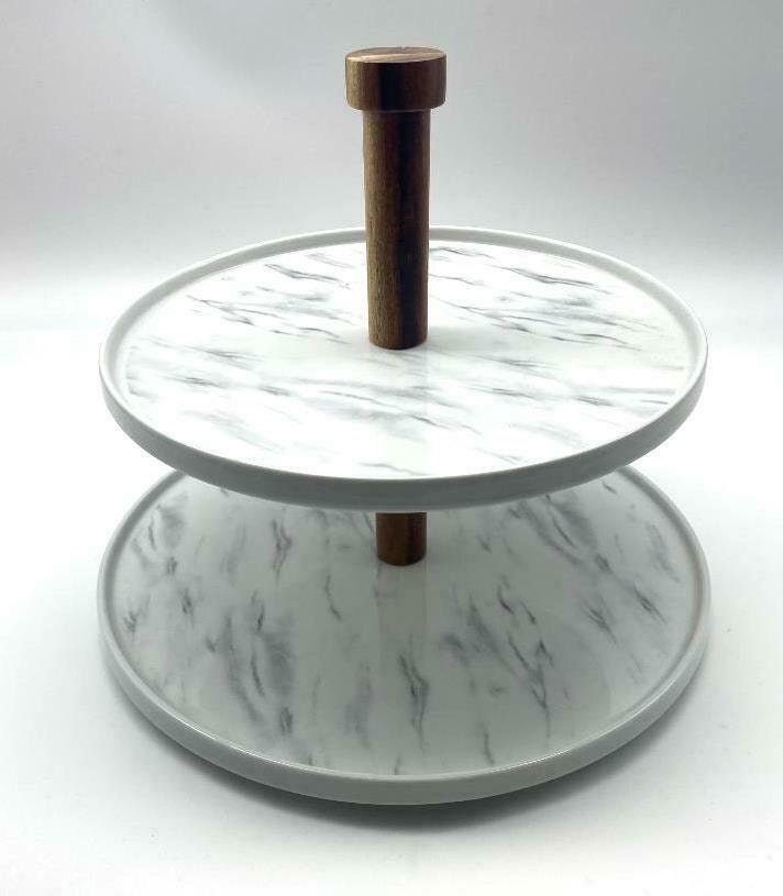 Rustic Elegant 2 Tier Marble Effect Cake Stand Tiered Serving Etsy