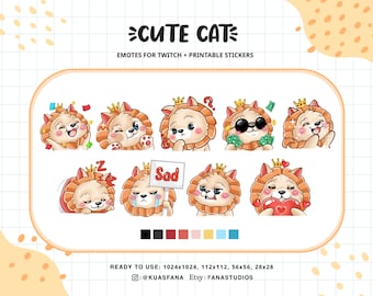 Cute King Lion Emotes for Twitch & Discord (Printable Stickers)