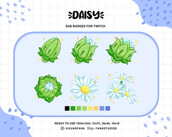 Daisy Flowers - Twitch sub/ bit badges / Kawaii / Cute sub badges / Badges for streamers / Streamer / Flowers/ Daisy
