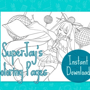 Hatsune Miku Printable Coloring Page for Adults *Instant Digital Download *Jpeg* png* Greyscale, kawaii vocaloid