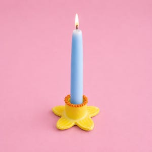 Mini Daffodil Candle Holder | Handmade Floral Taper Candle Holder | Spring Cottage Decor | Ceramic Flower Candlestick